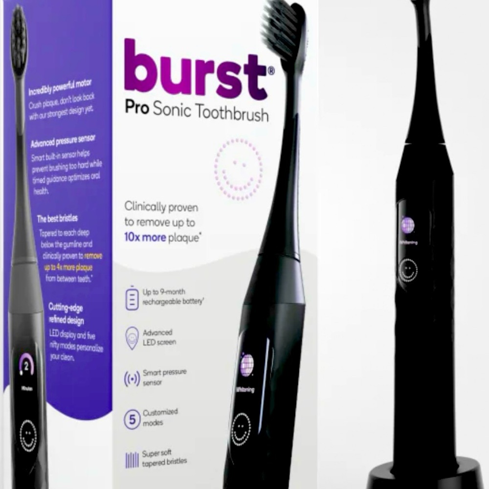 Burst Pro Sonic Toothbrush in Black NIB